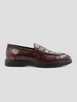 Kiton Burgundy Leather Crocodile Loafers