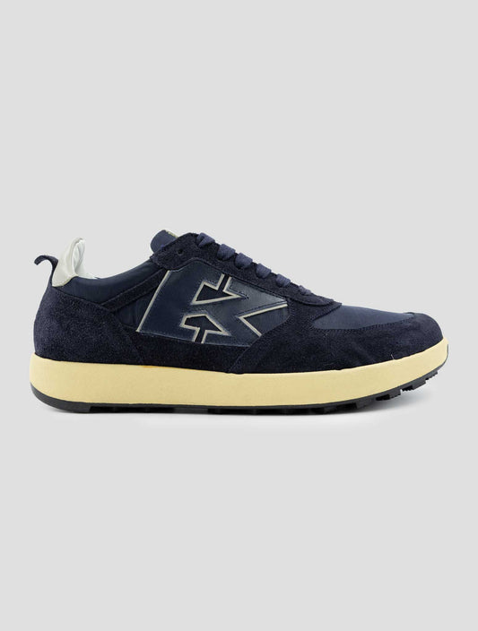 Kiton Blue Leather Suede Pl Sneakers