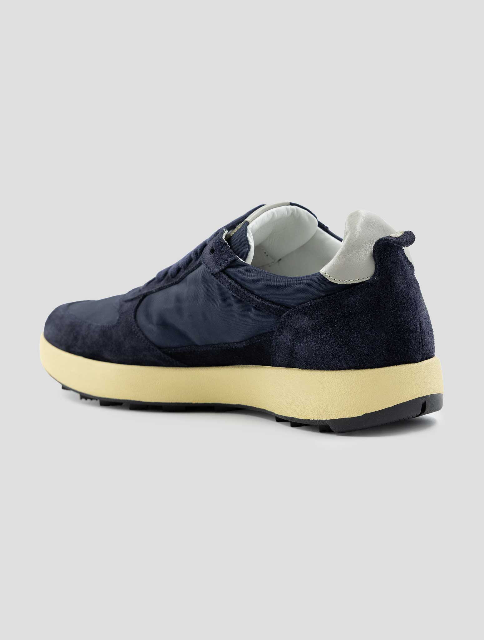 Kiton Blue Leather Suede Pl Sneakers