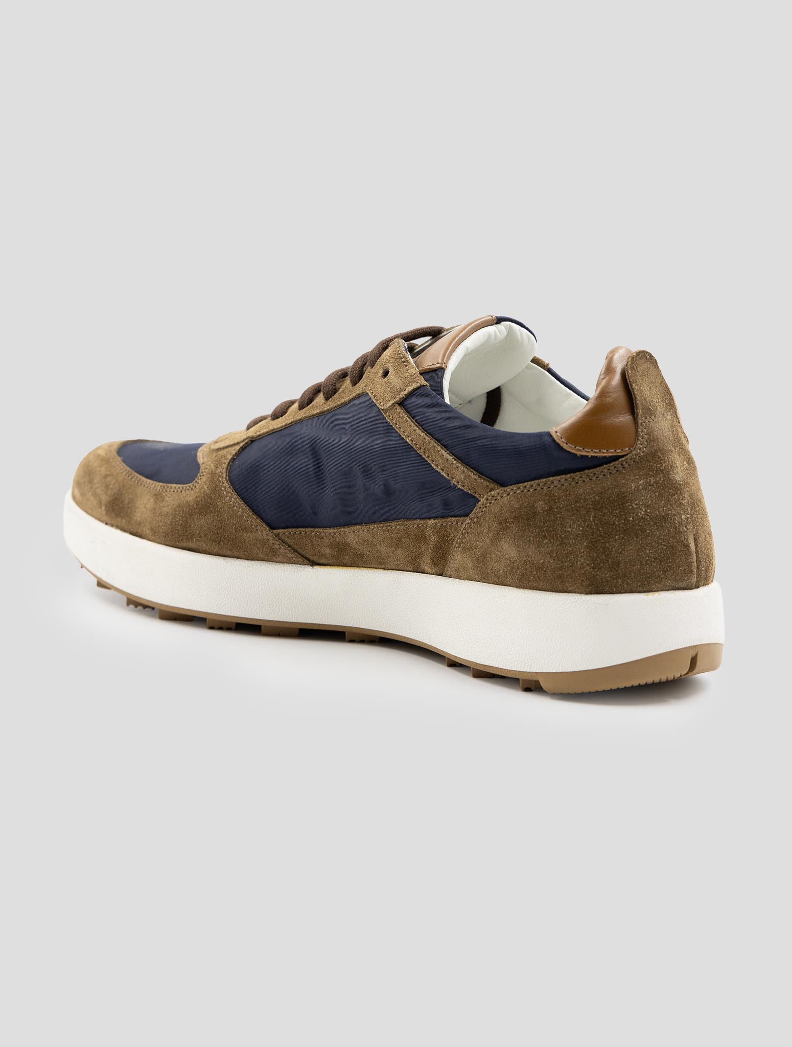 Kiton Brown Leather Suede Pl Sneakers