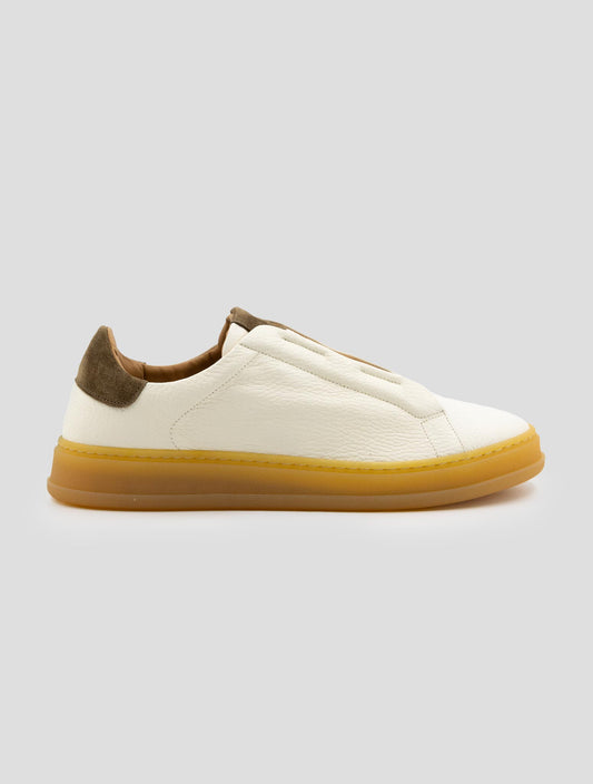 Kiton White Leather Deer Sneakers