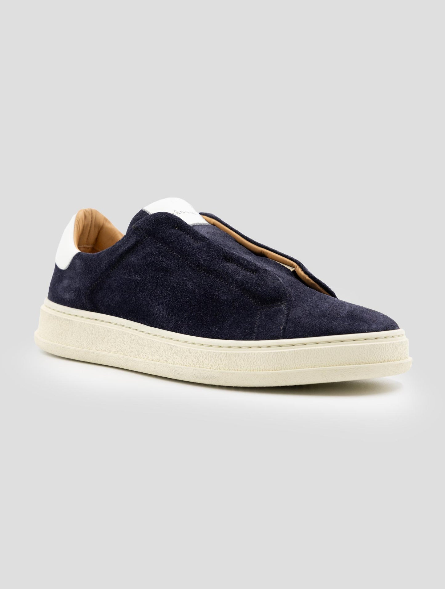 Kiton Blue White Leather Suede Sneakers