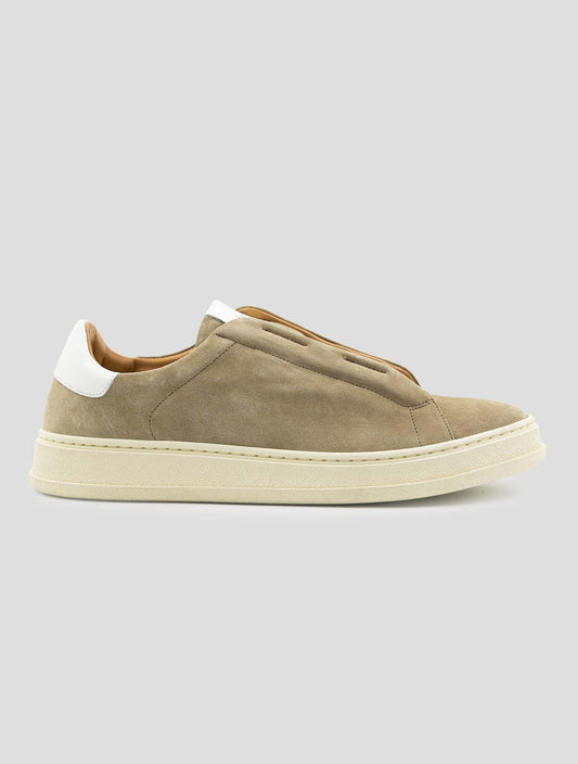 Kiton Beige Leather Suede Sneakers