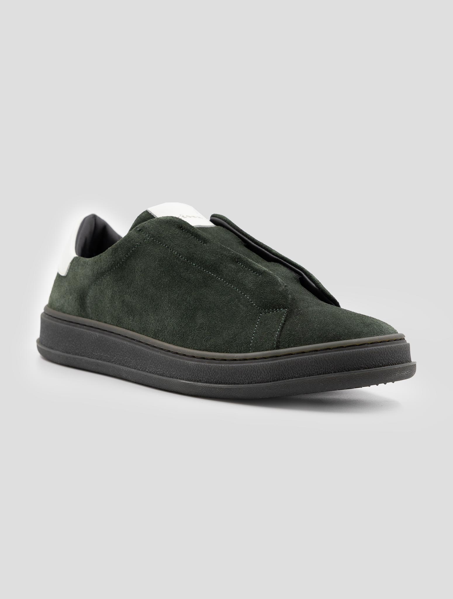 Kiton Green Leather Suede Sneakers