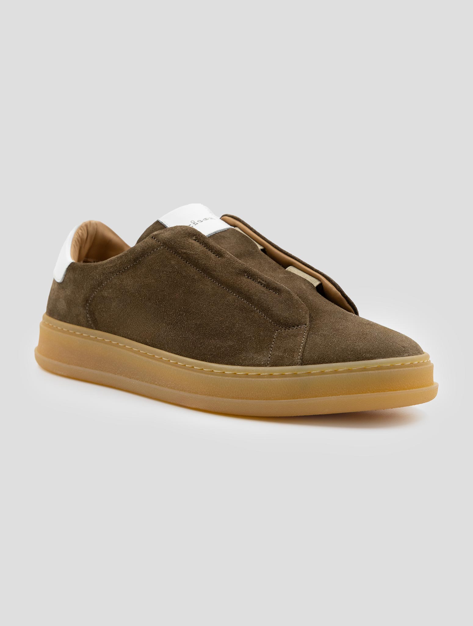 Kiton Brown Leather Suede Sneakers