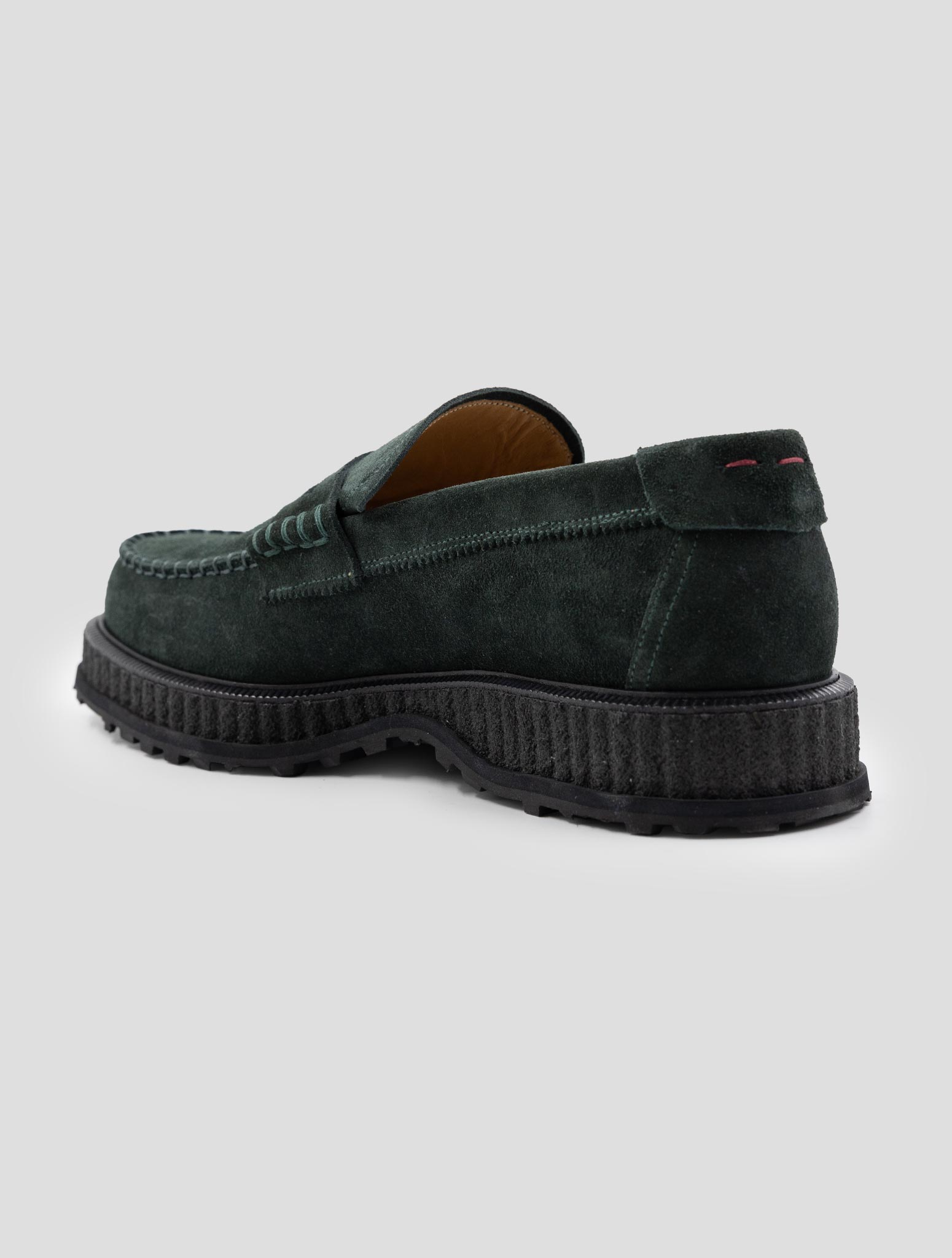 Kiton Green Leather Suede Loafers