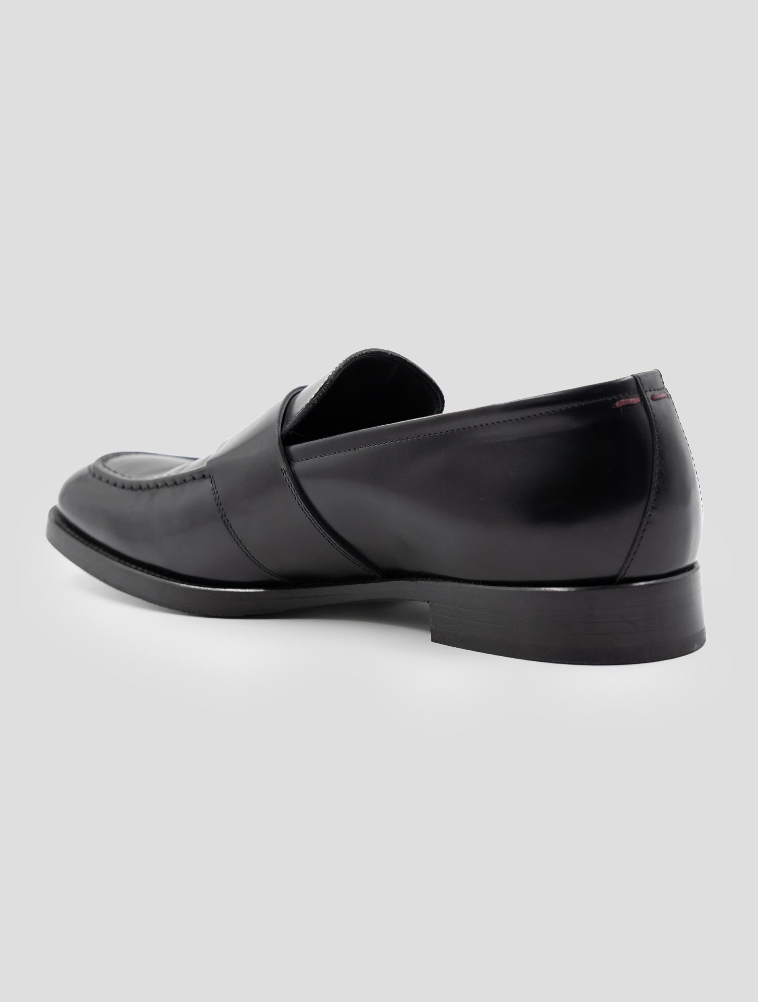 Kiton Black Leather Suede Loafers