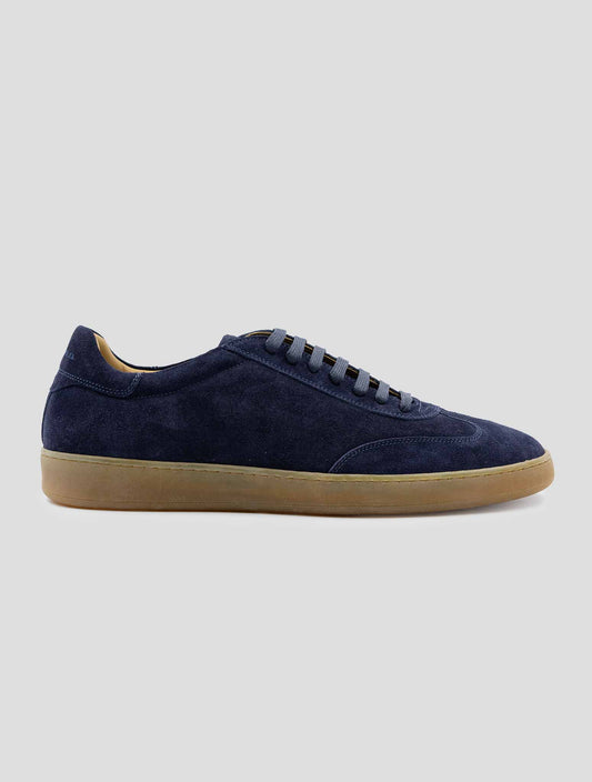 Kiton Dark Blue Leather Suede Sneakers
