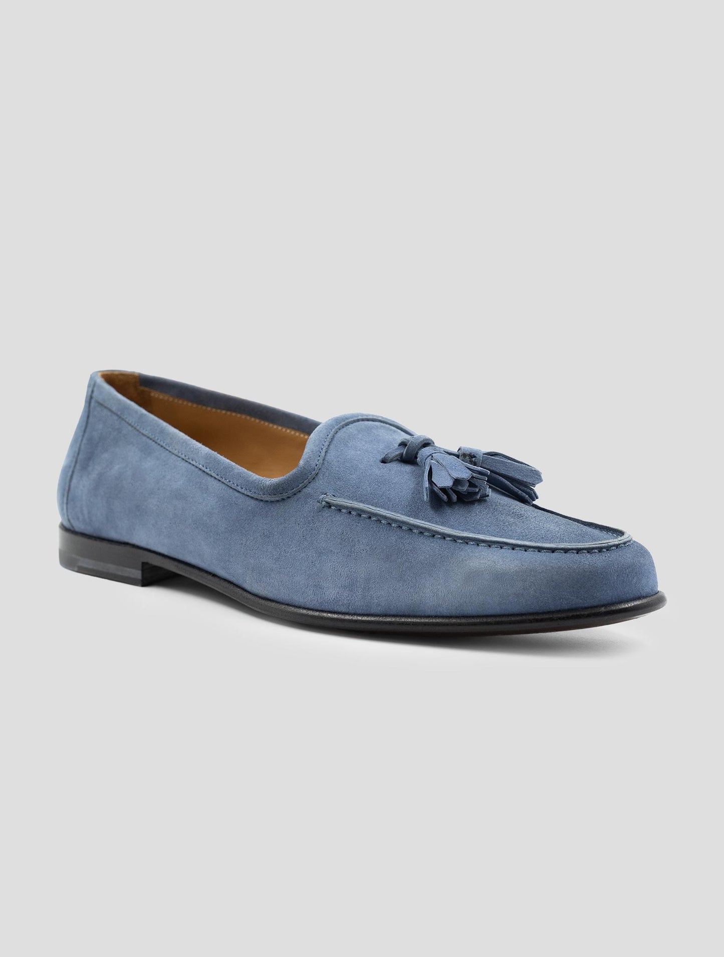 Kiton Light Blue Leather Suede Loafers