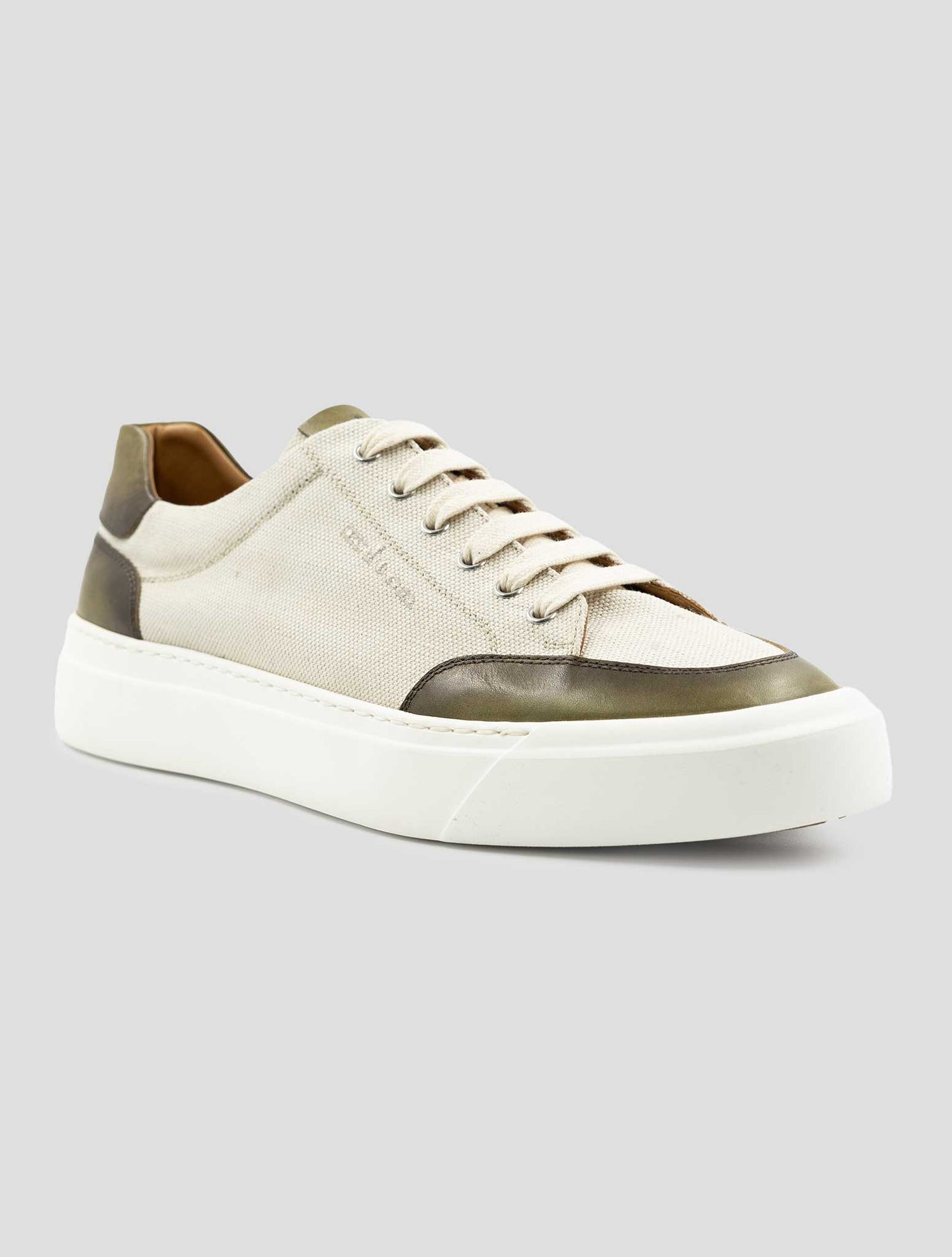 Kiton White Brown Cotton Sneakers