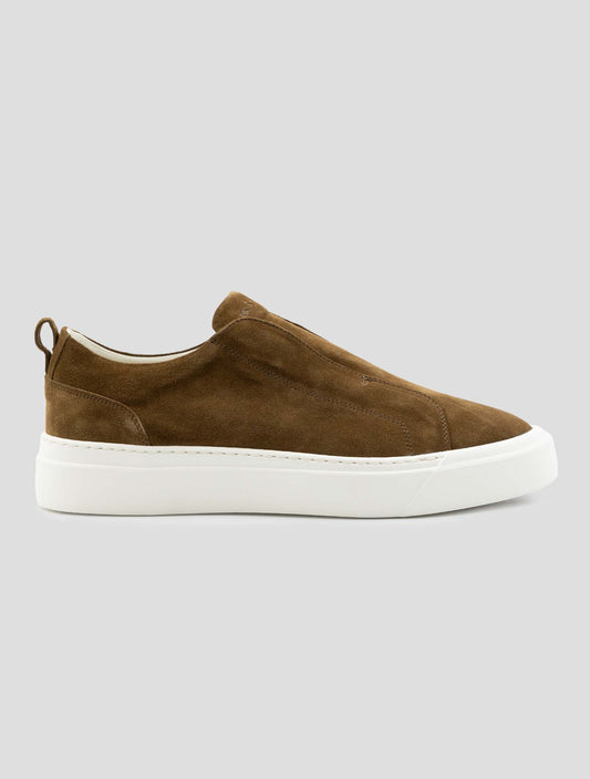 Kiton Brown Leather Suede Sneakers