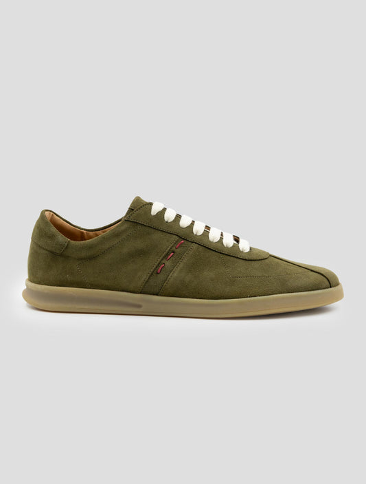 Kiton Green Leather Suede Sneakers