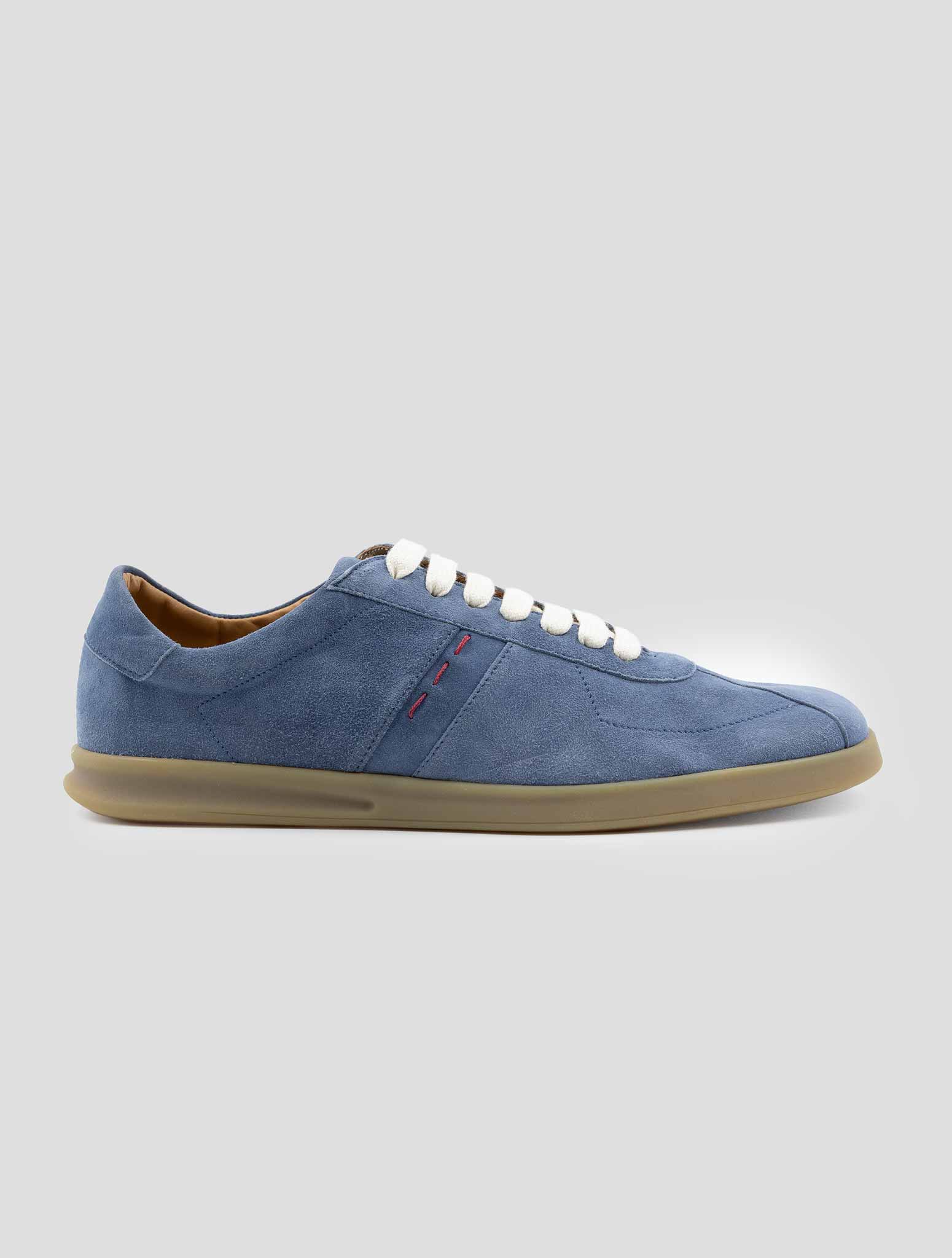 Kiton Blue Leather Suede Sneakers