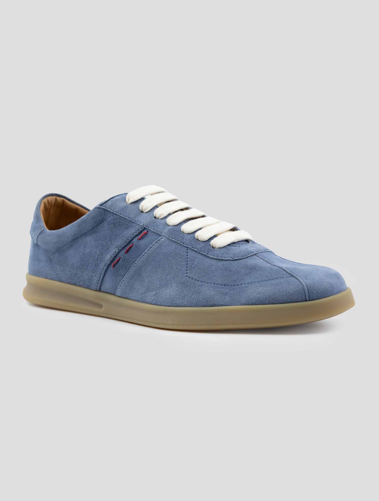 Kiton Blue Leather Suede Sneakers