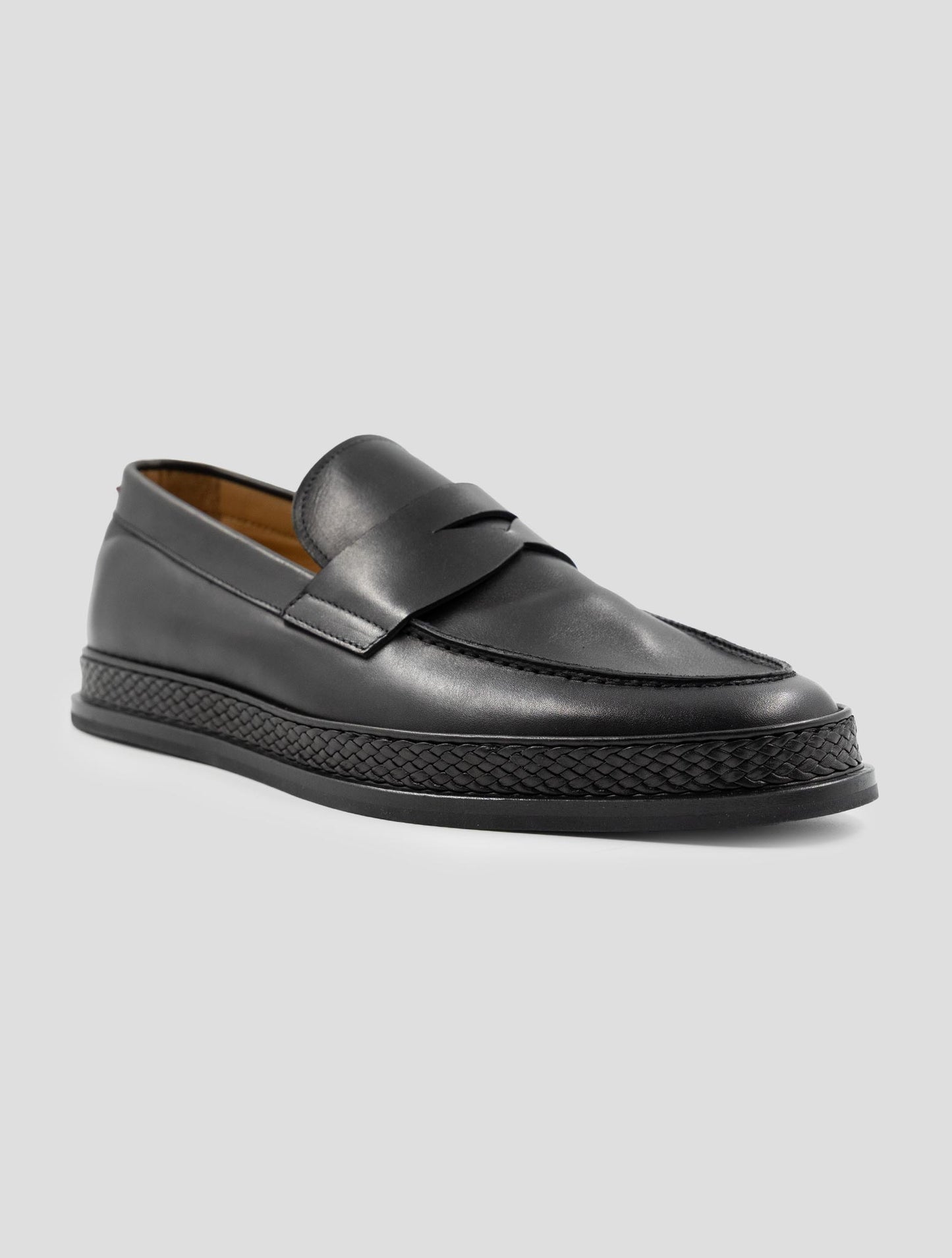 Kiton Black Leather Loafers