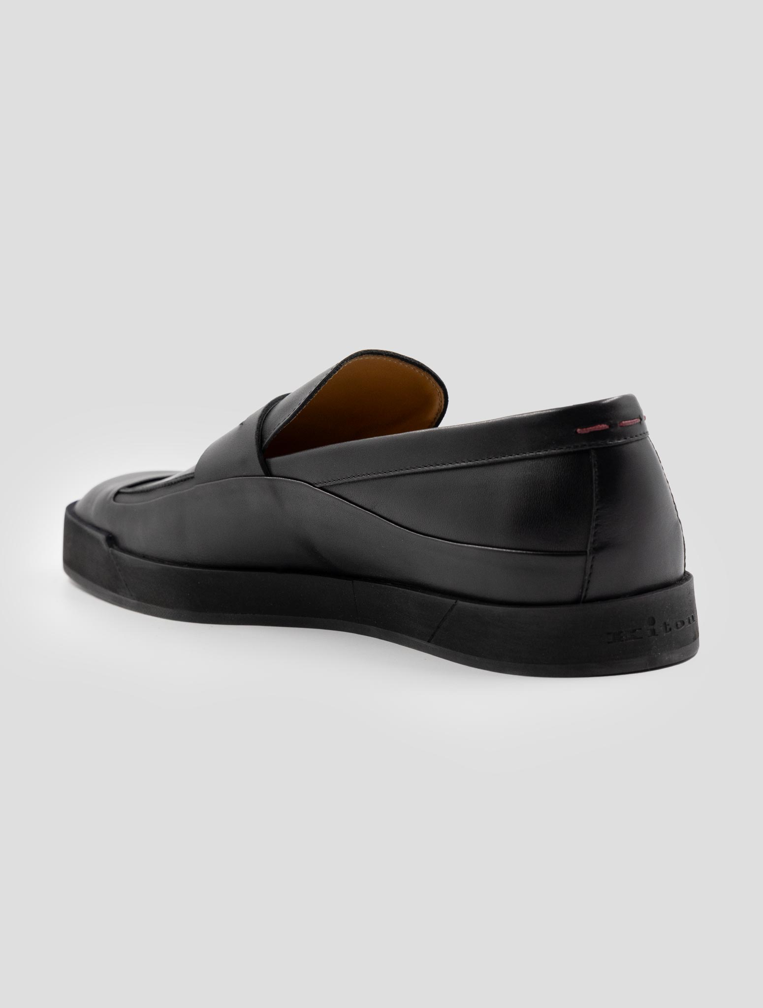 Kiton Black Leather Loafers
