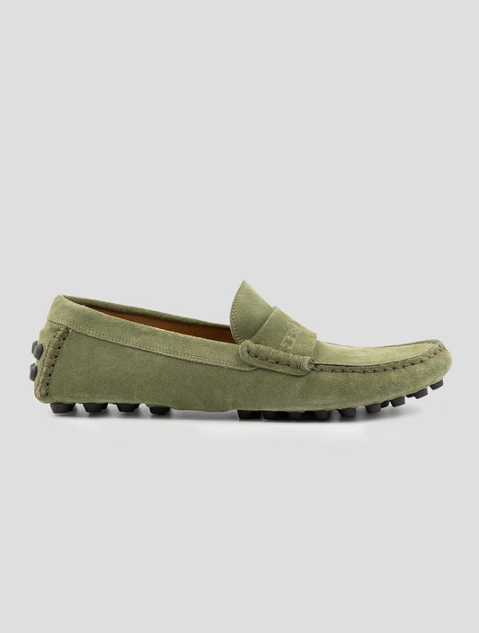 Kiton Green Leather Suede Loafers