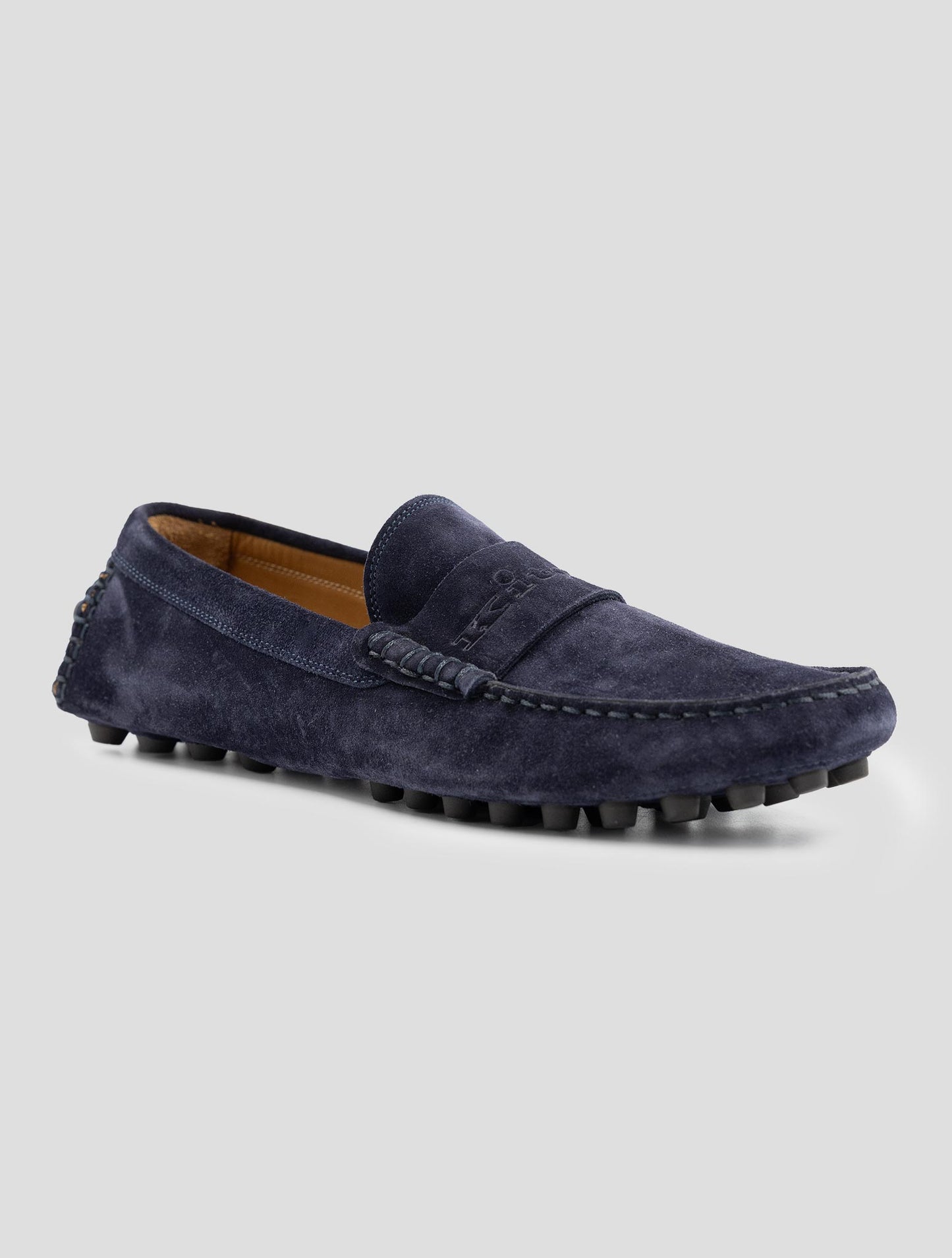 Kiton Blue Leather Suede Loafers