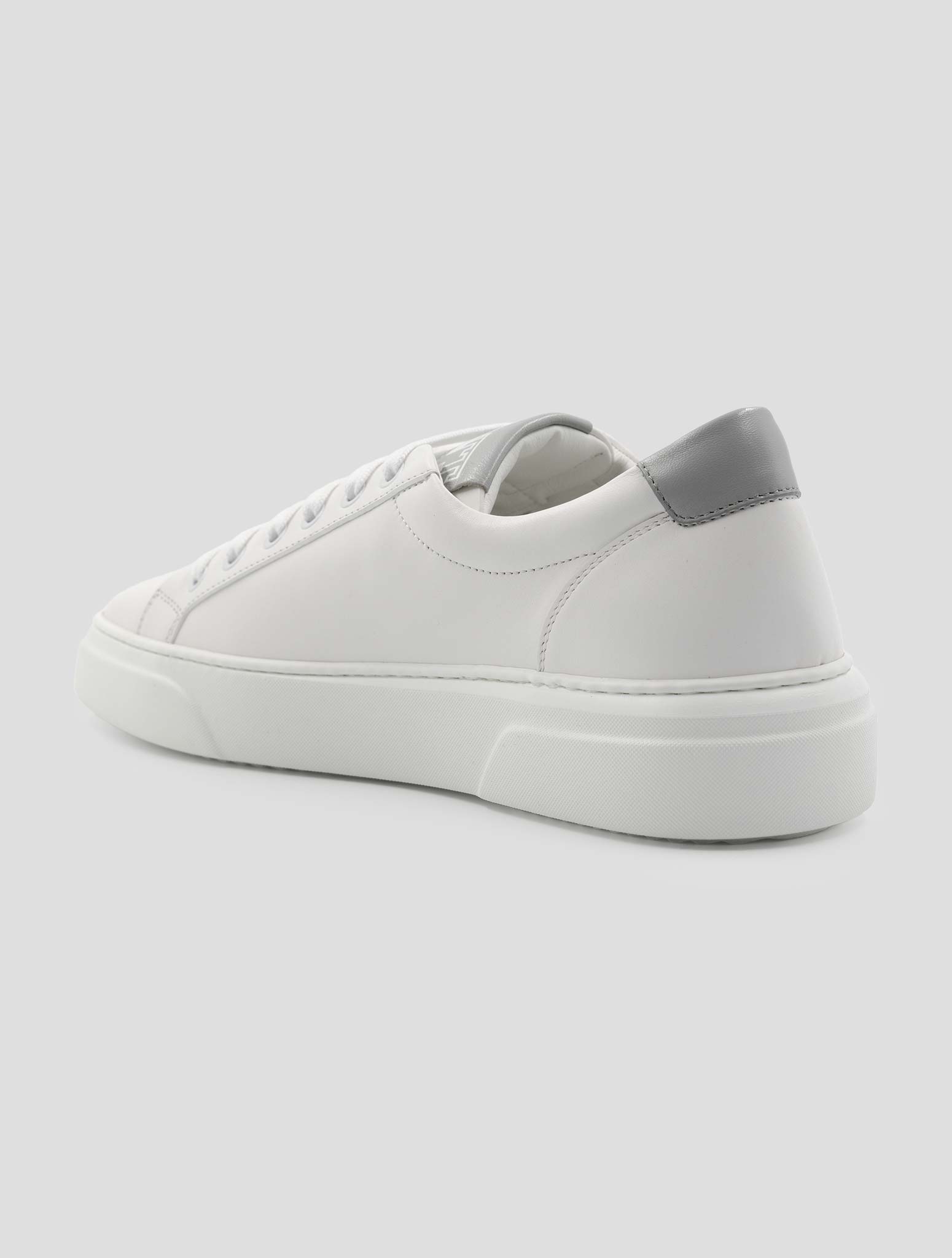 Kiton White Gray Leather Sneakers