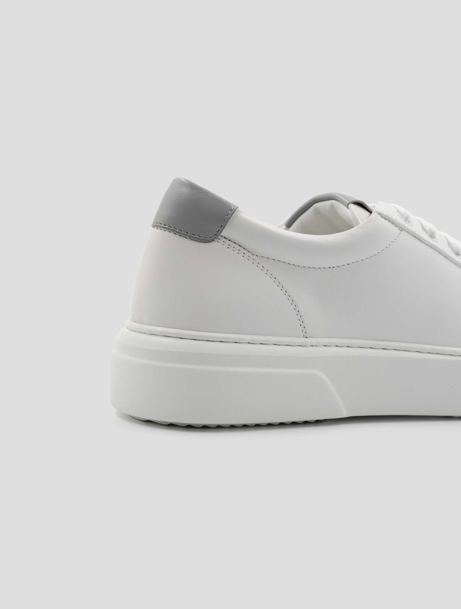 Kiton White Gray Leather Sneakers