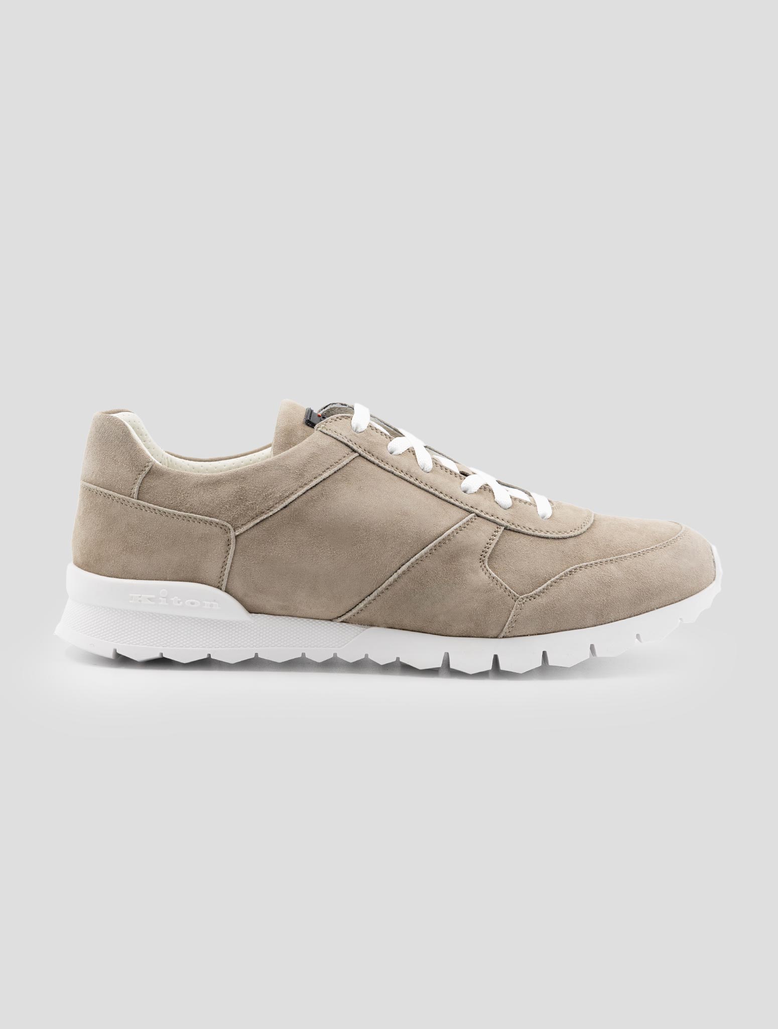 Kiton Beige Leather Suede Sneakers