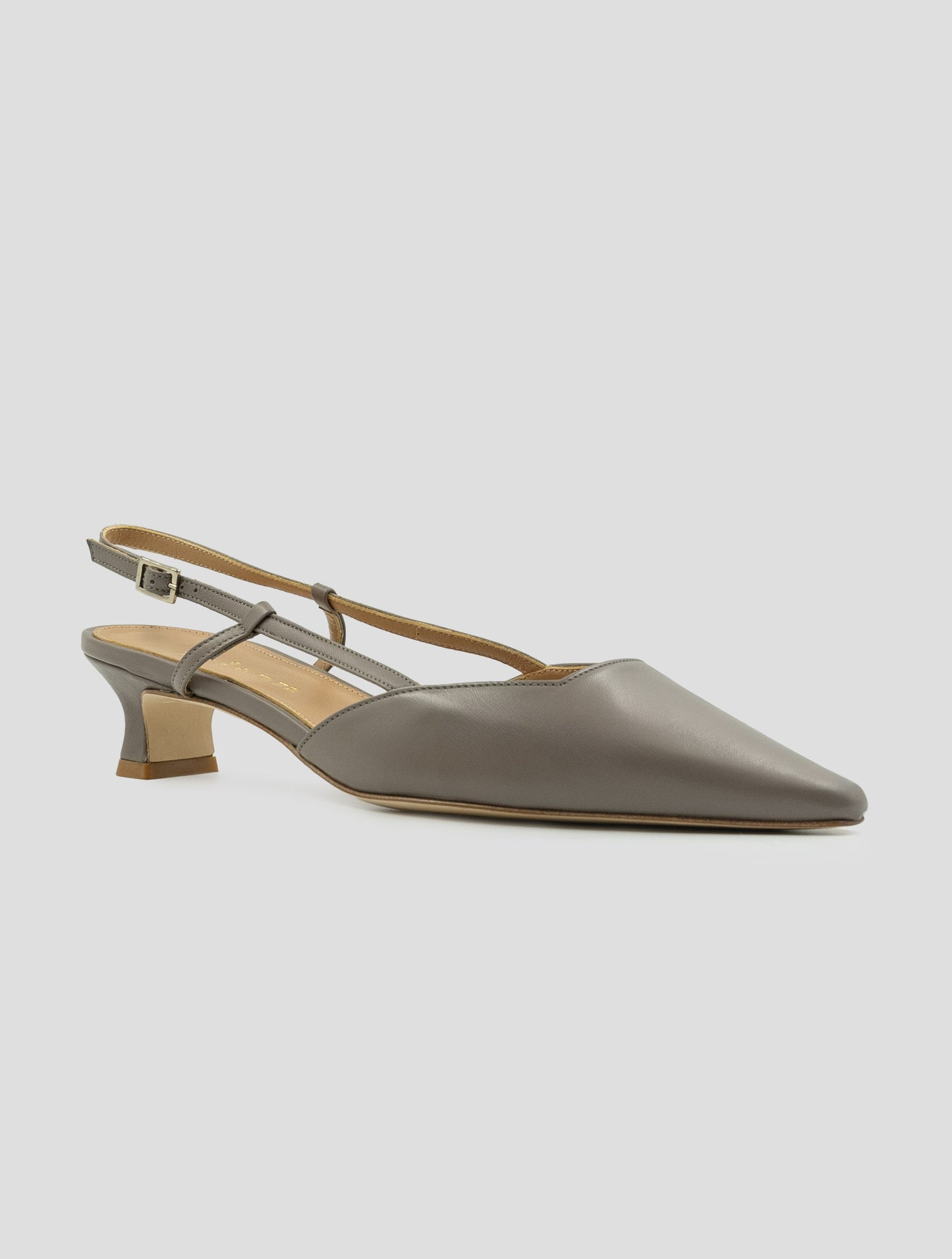 Kiton Taupe Leather Slingbacks