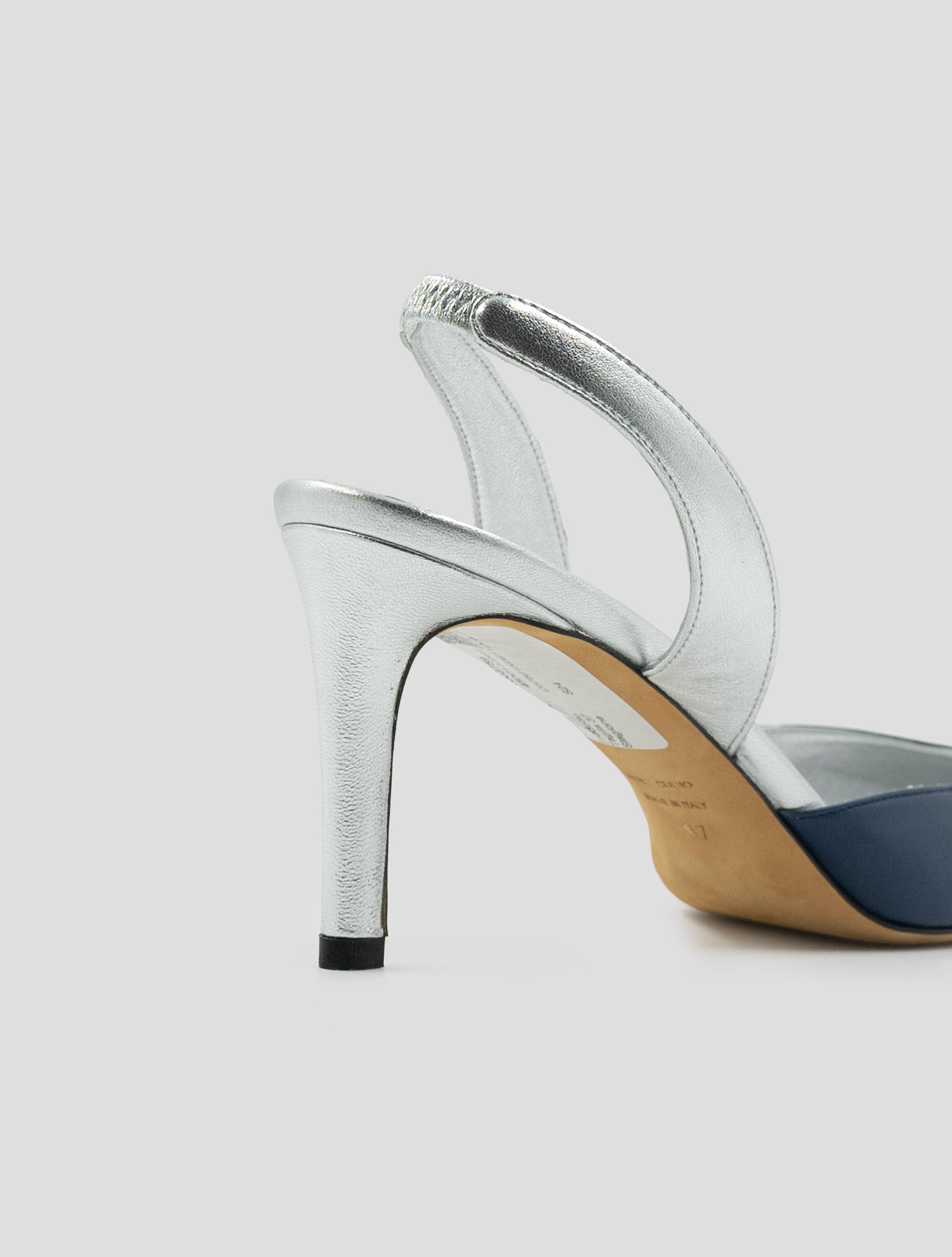 Kiton Silver Blue Leather Slingbacks