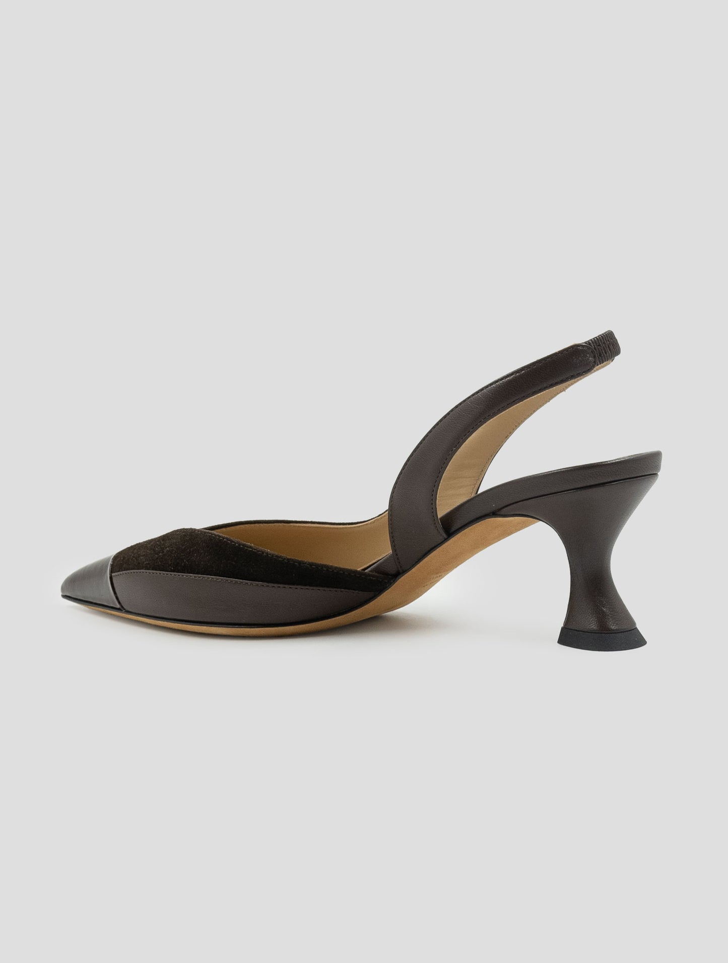 Kiton Brown Leather Suede Leather Slingbacks