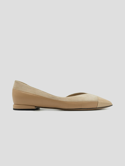 Kiton Beige Leather Suede Leather Ballerina