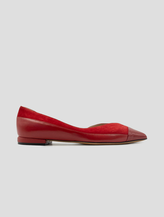 Kiton Red Leather Suede Leather Ballerina