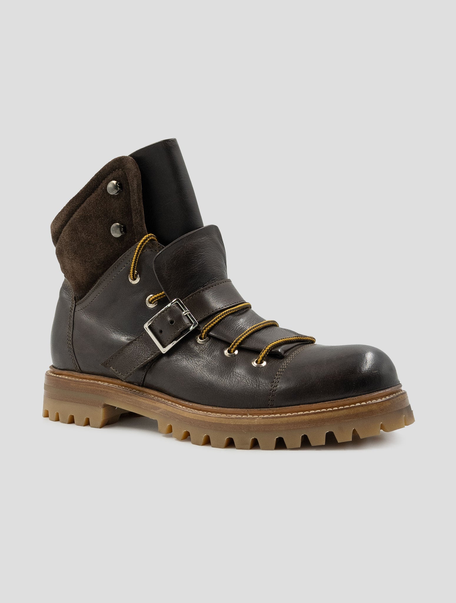 Kiton Brown Leather Leather Suede Boots