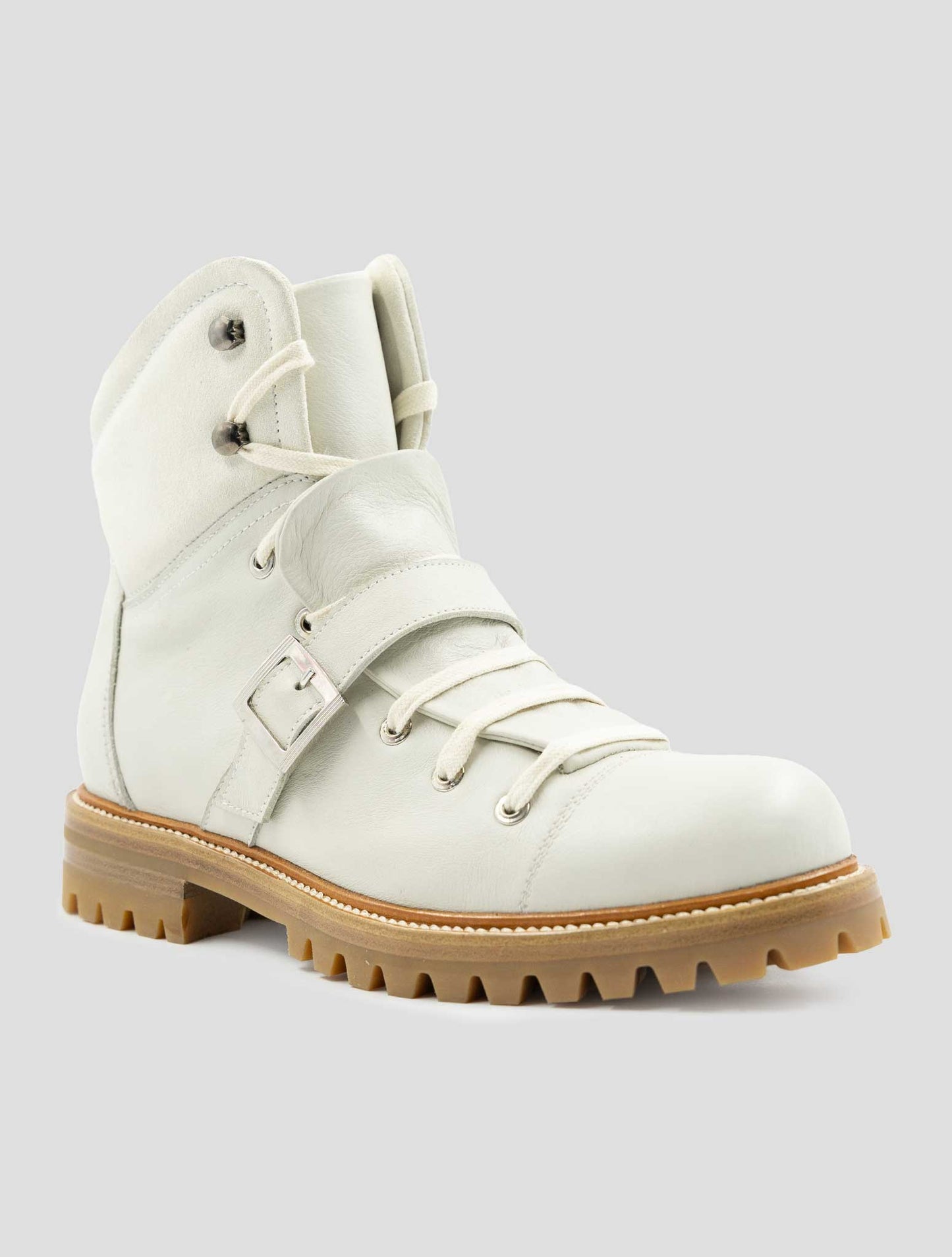 Kiton Gray Leather With Fur Boots