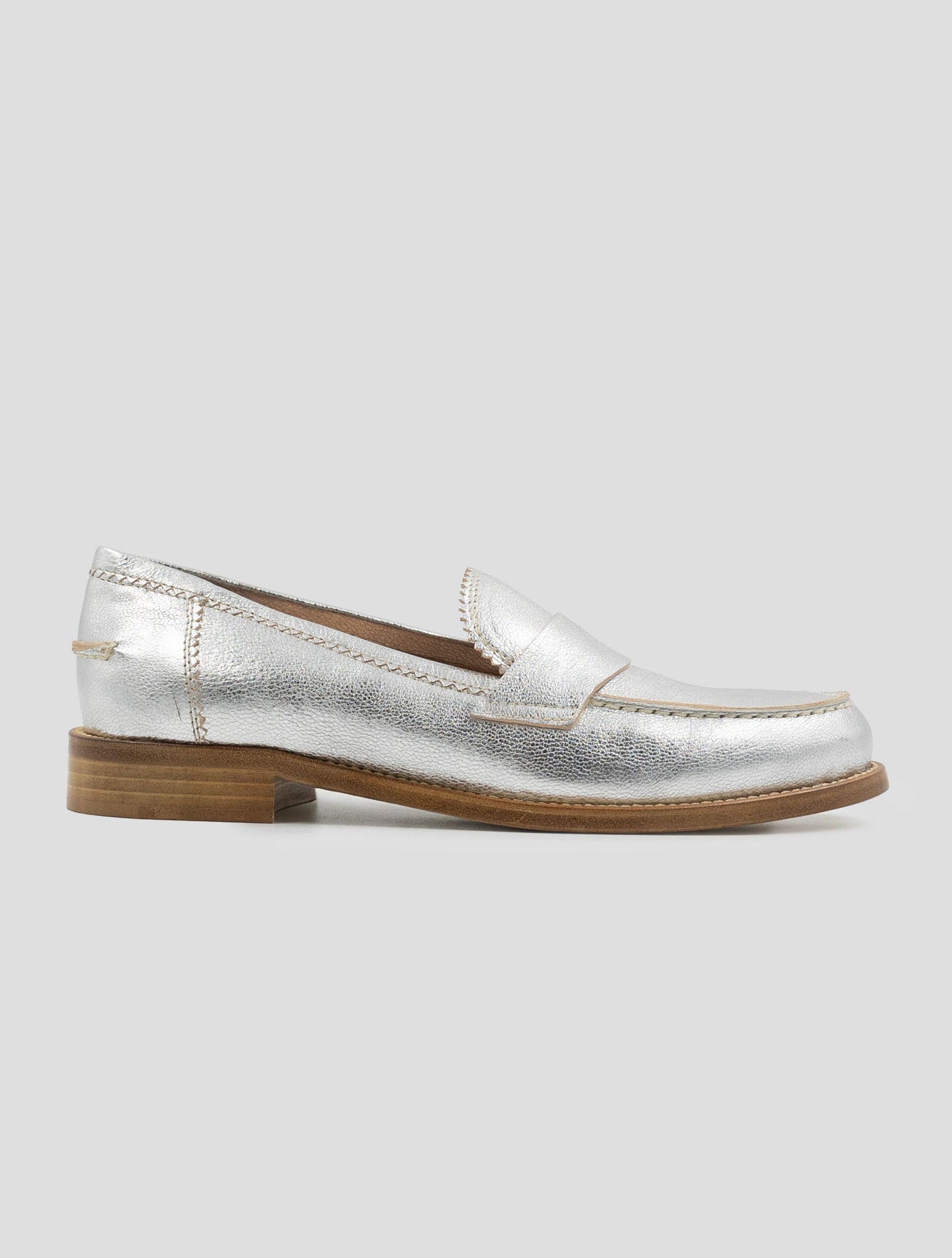 Kiton Silver Leather Loafers