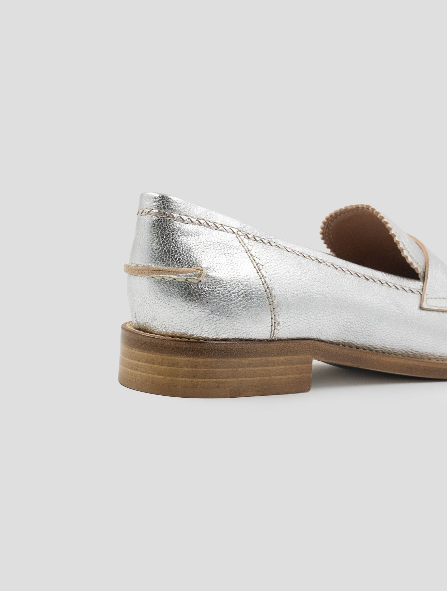 Kiton Silver Leather Loafers