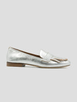 Kiton Silver Leather Loafers