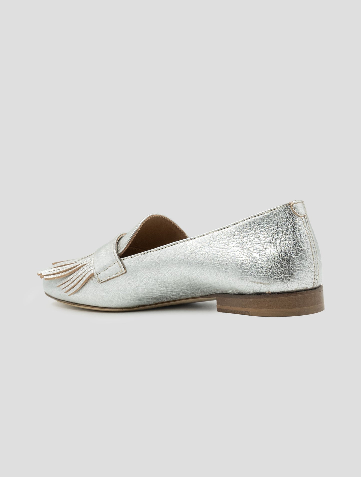 Kiton Silver Leather Loafers