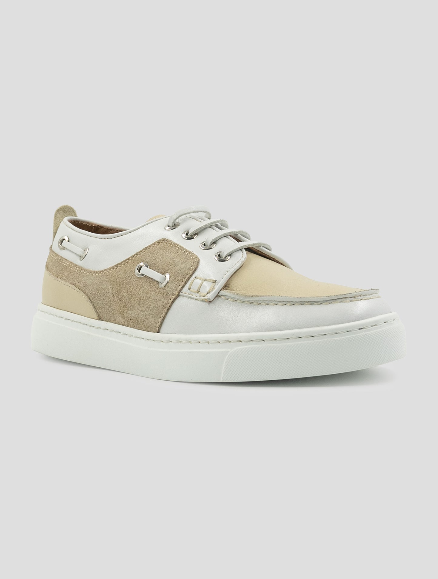 Kiton Beige White Leather Suede Leather Loafers