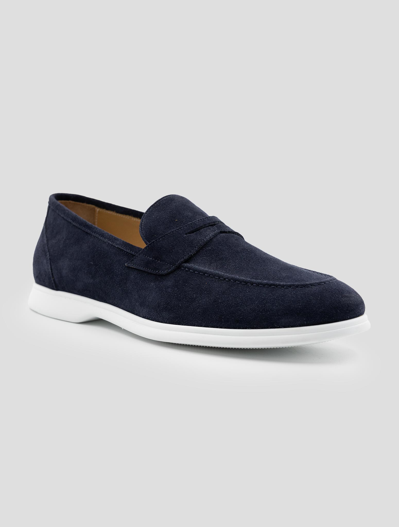 Kiton Dark Blue Leather Suede Loafers