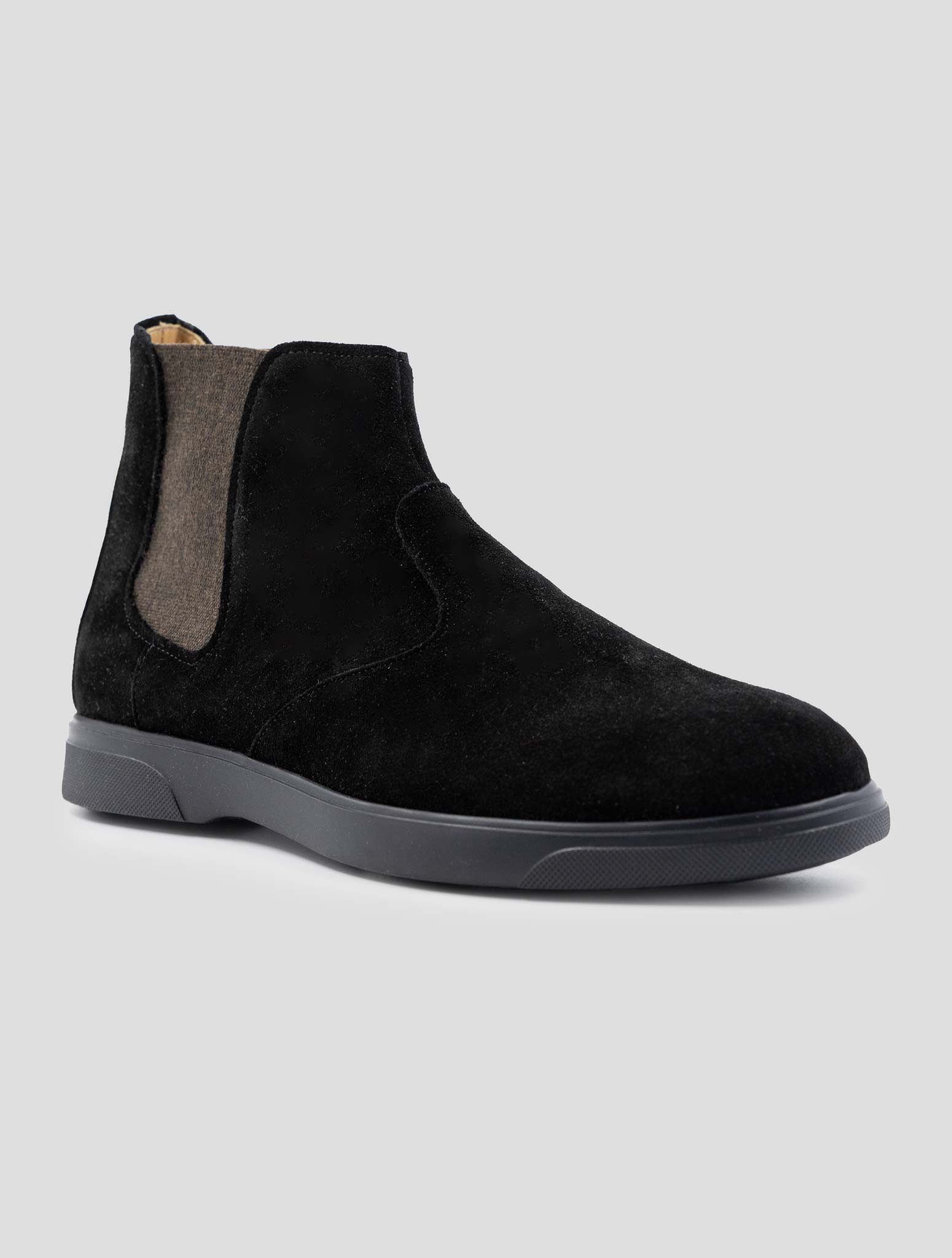 Kiton Black Leather Suede Boots