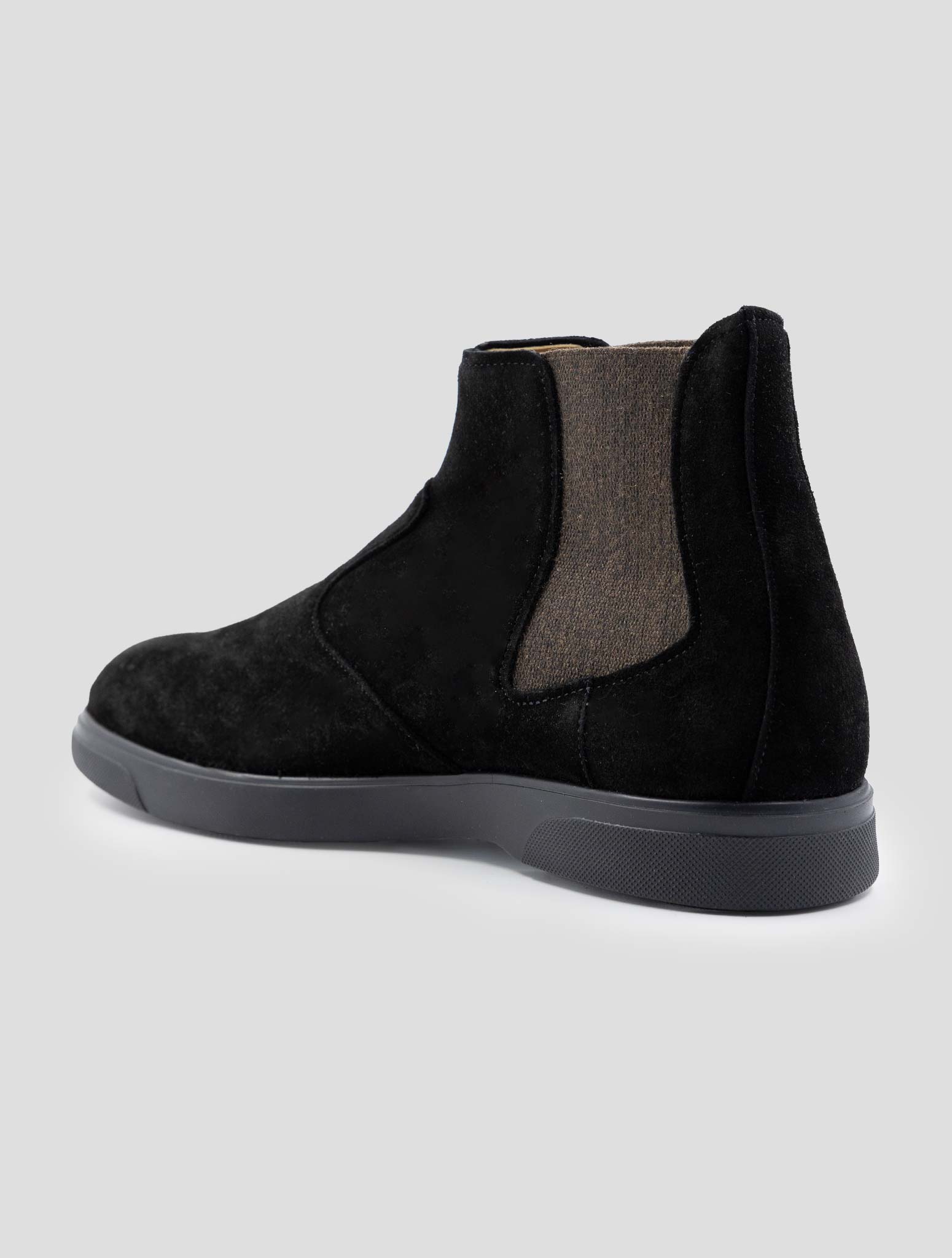 Kiton Black Leather Suede Boots