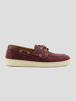 Kiton Bordeaux Leather Suede Loafers