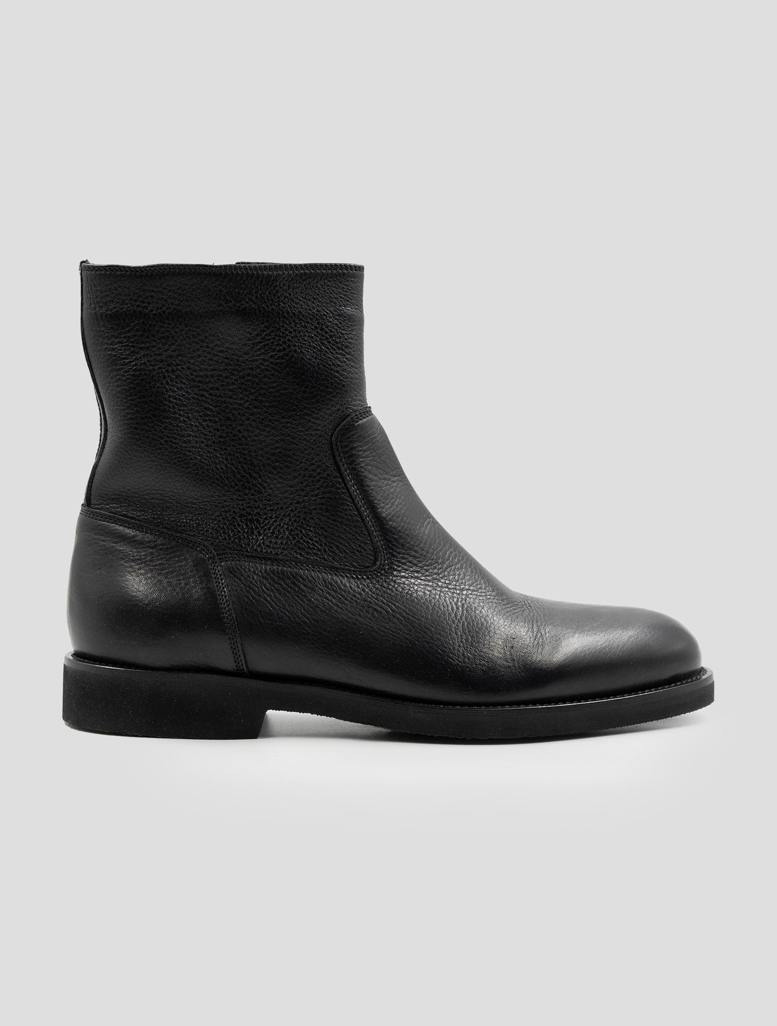 Kiton Black Leather With Fur Boots