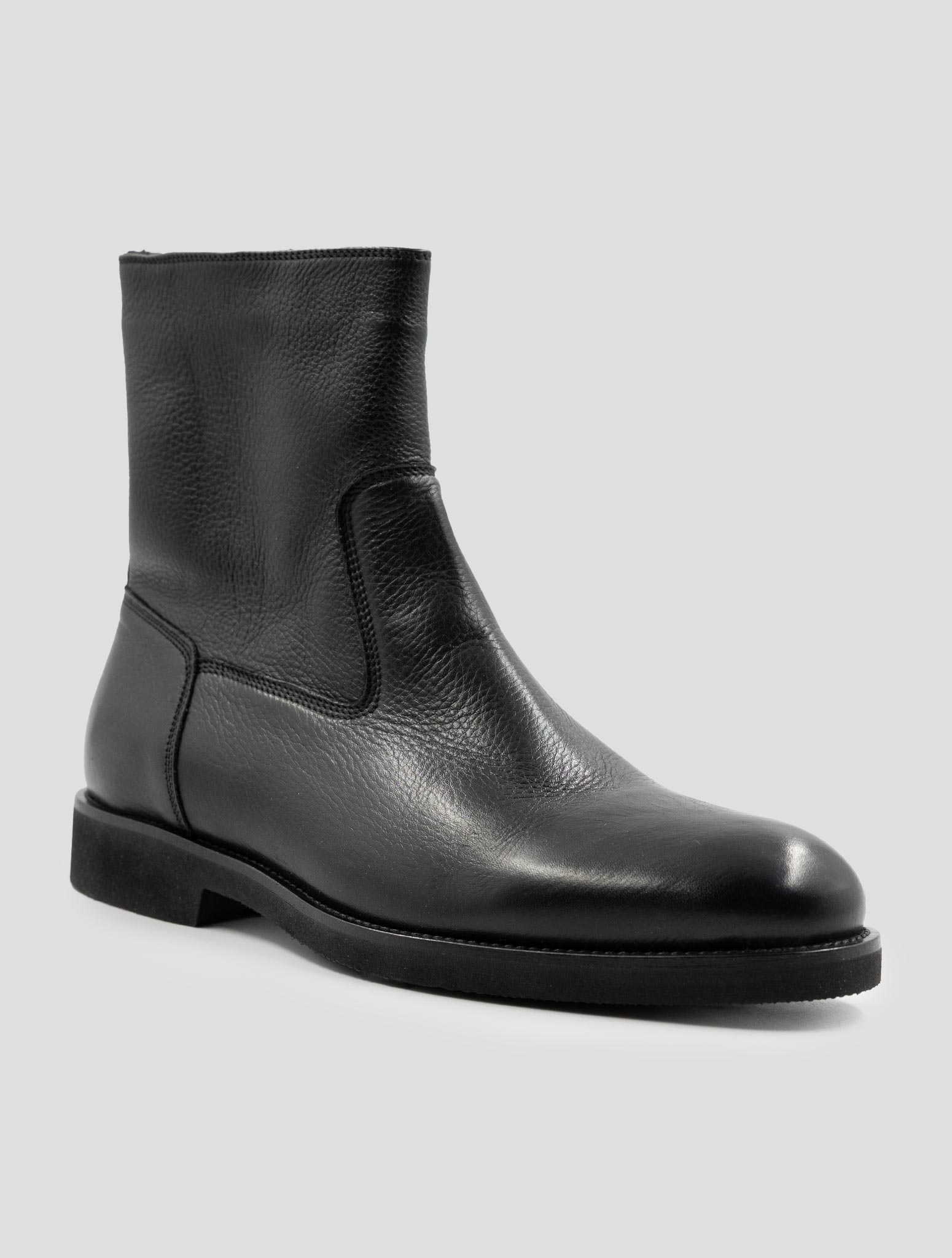 Kiton Black Leather With Fur Boots