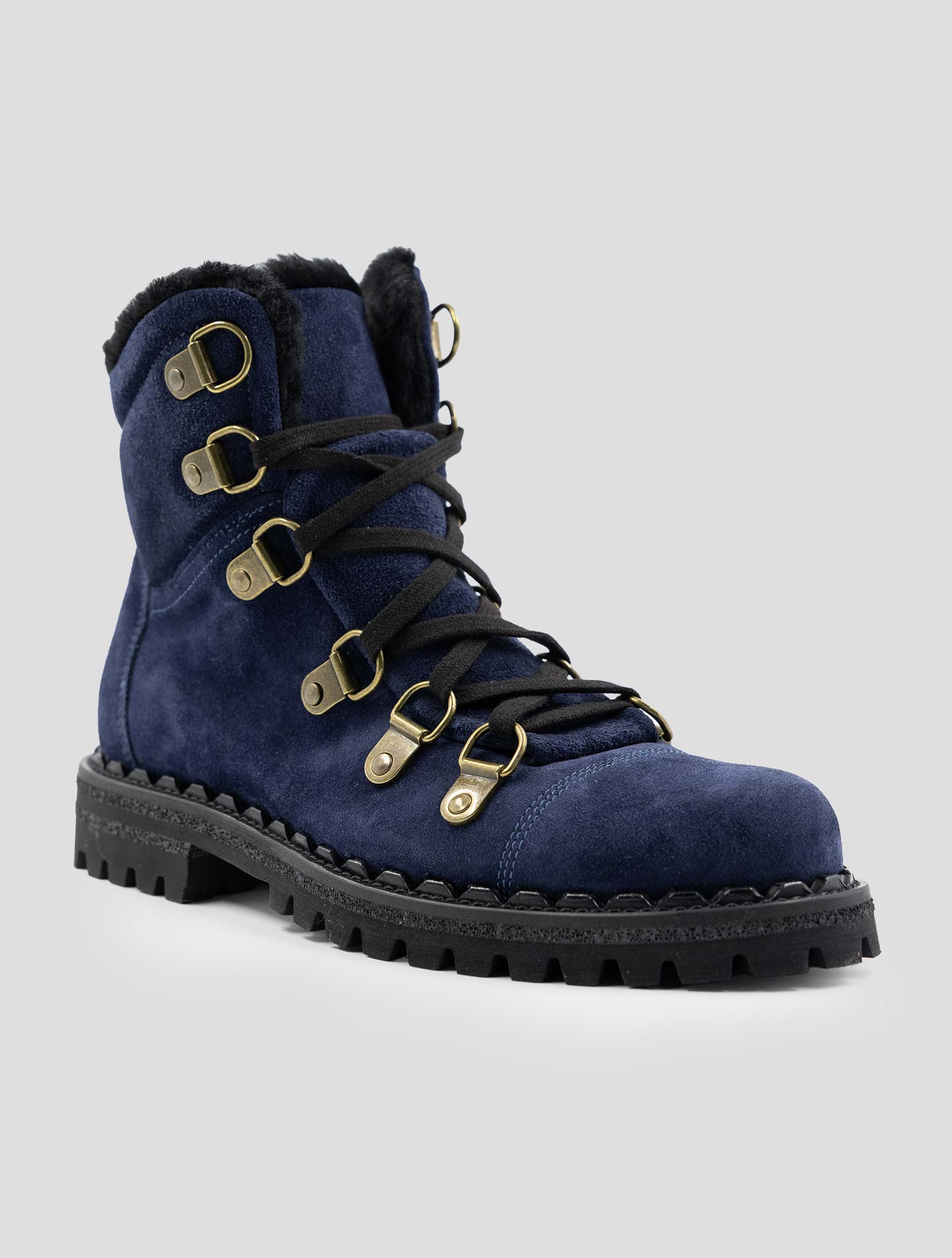 Kiton Blue Leather Suede Boots