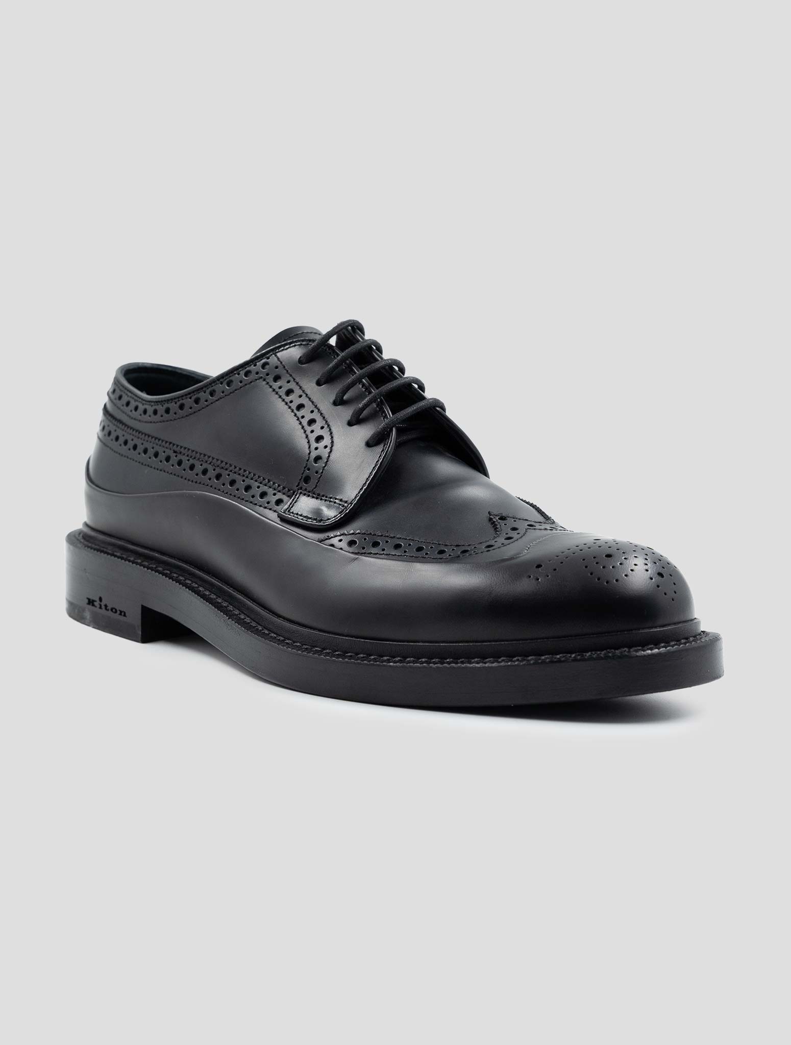 Kiton Black Leather Dress Shoes
