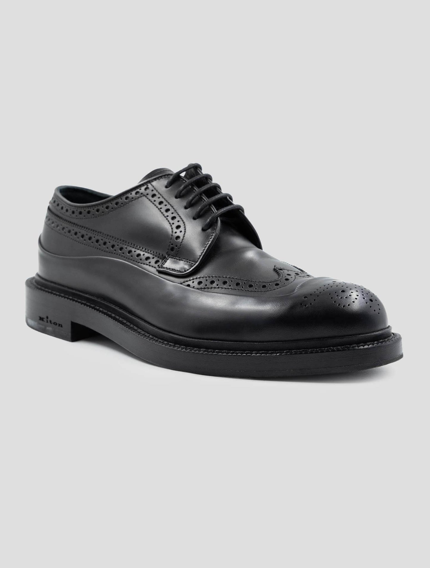 Kiton Black Leather Dress Shoes