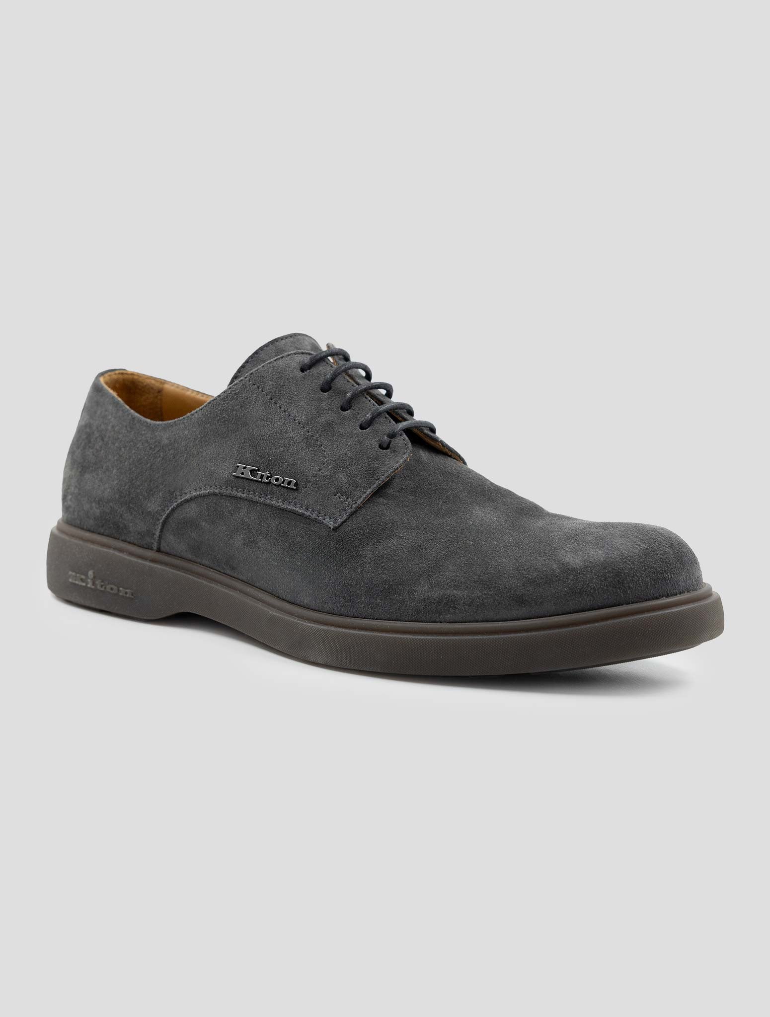 Kiton Gray Leather Suede Dress Shoes