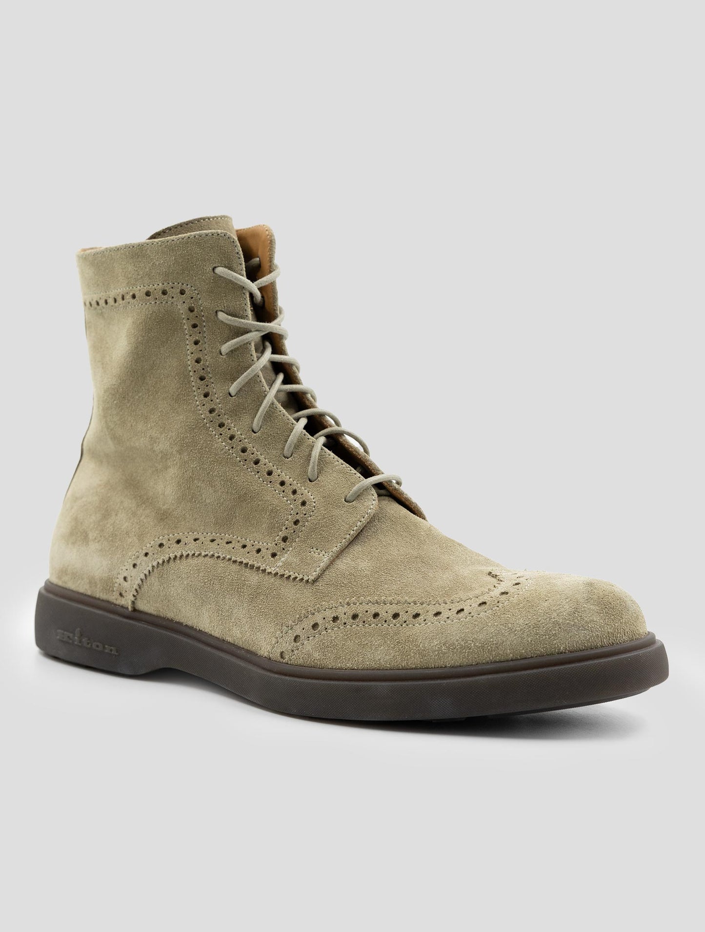 Kiton Beige Leather Suede Boots