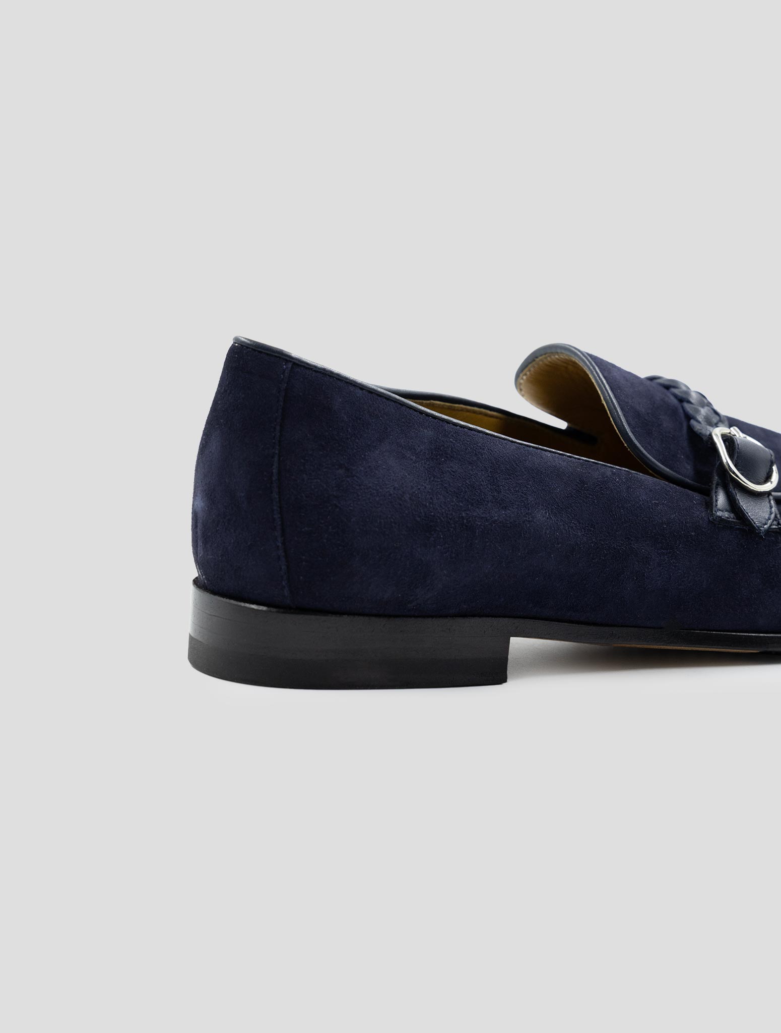 Kiton Dark Blue Leather Suede Loafers