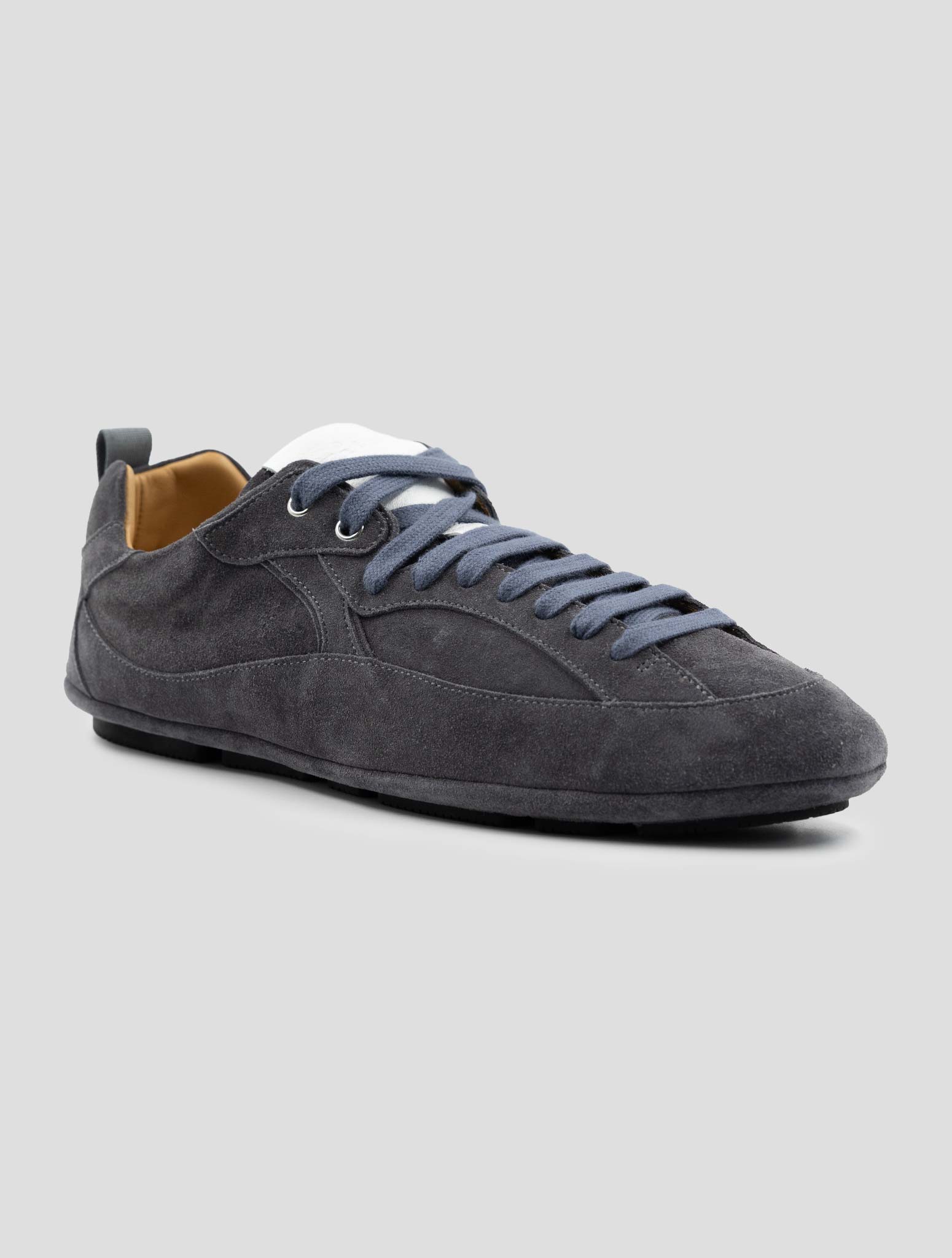 Kiton Gray Leather Suede Sneakers
